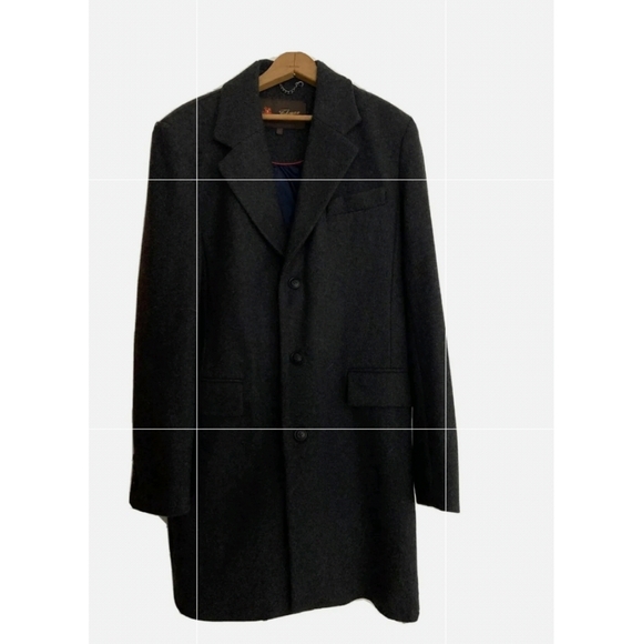 TOPMAN Jacket Overcoat Trenchcoat Wool-Blend Charcoal Gray Men's Size Large - Picture 1 of 4